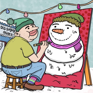 Karikatürist Sanatçısı Murat Karadan’ın Eğitimiyle Yeni Yıl Temalı Kartpostal Atölyesi!